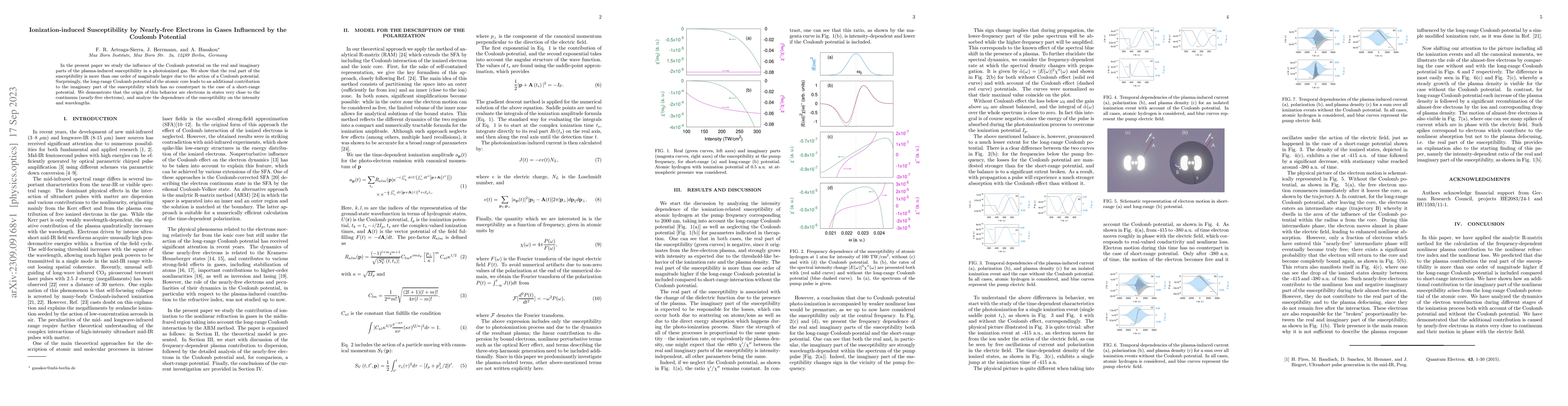 Thumbnail for Ionization-induced Susceptibility by Nearly-free Electrons in Gases
  Influenced by the Coulomb Potential
