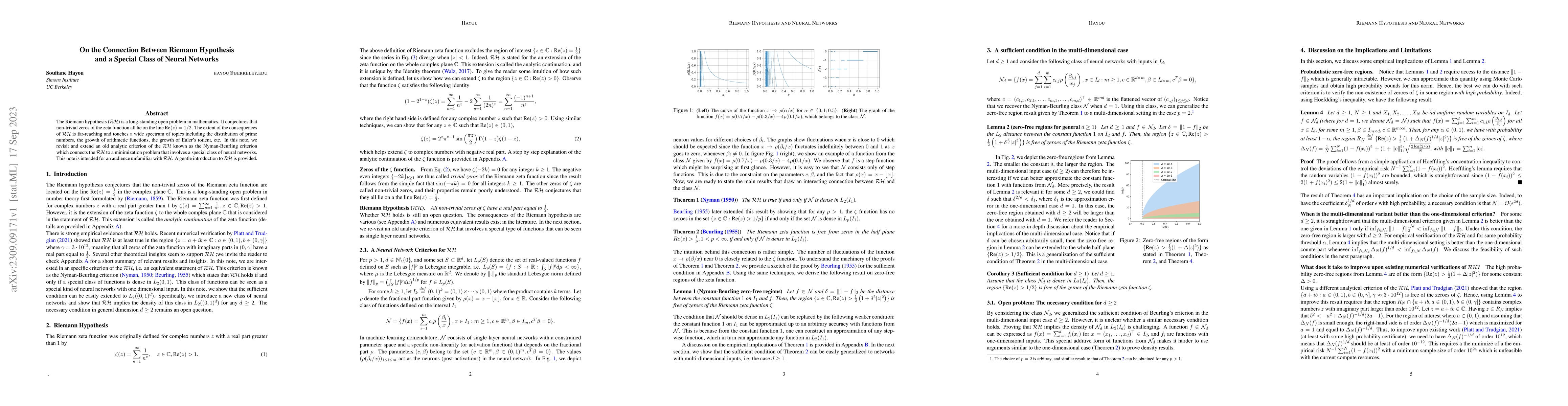 Thumbnail for On the Connection Between Riemann Hypothesis and a Special Class of
  Neural Networks