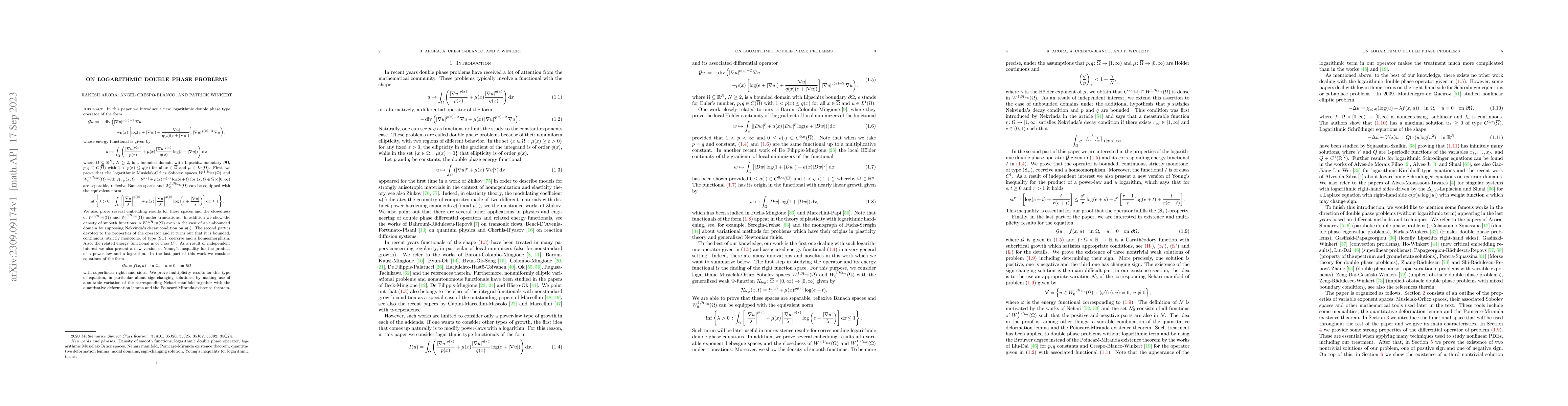 Thumbnail for On logarithmic double phase problems