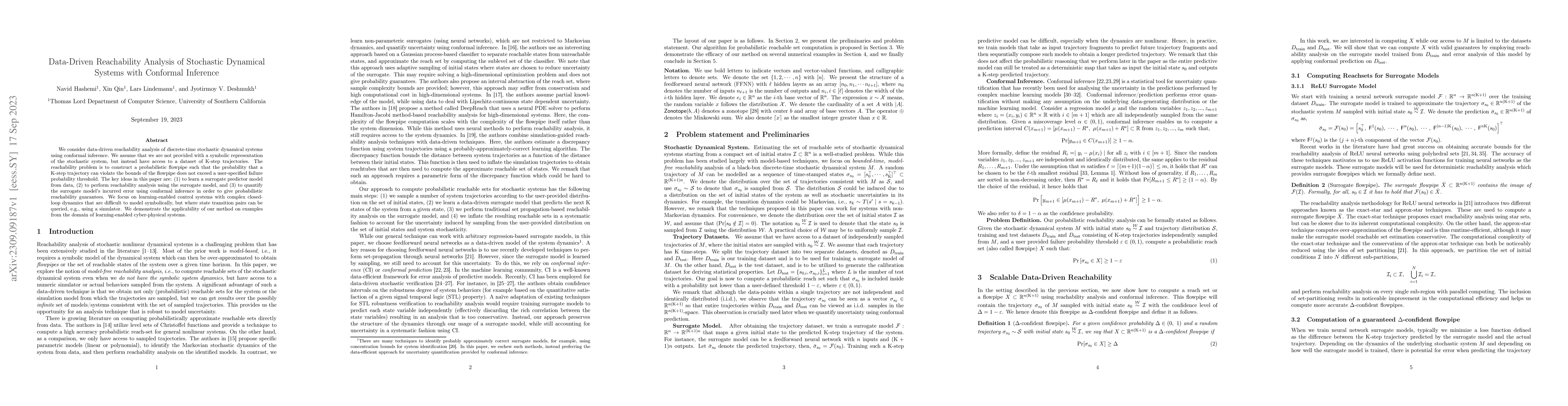 Thumbnail for Data-Driven Reachability Analysis of Stochastic Dynamical Systems with
  Conformal Inference
