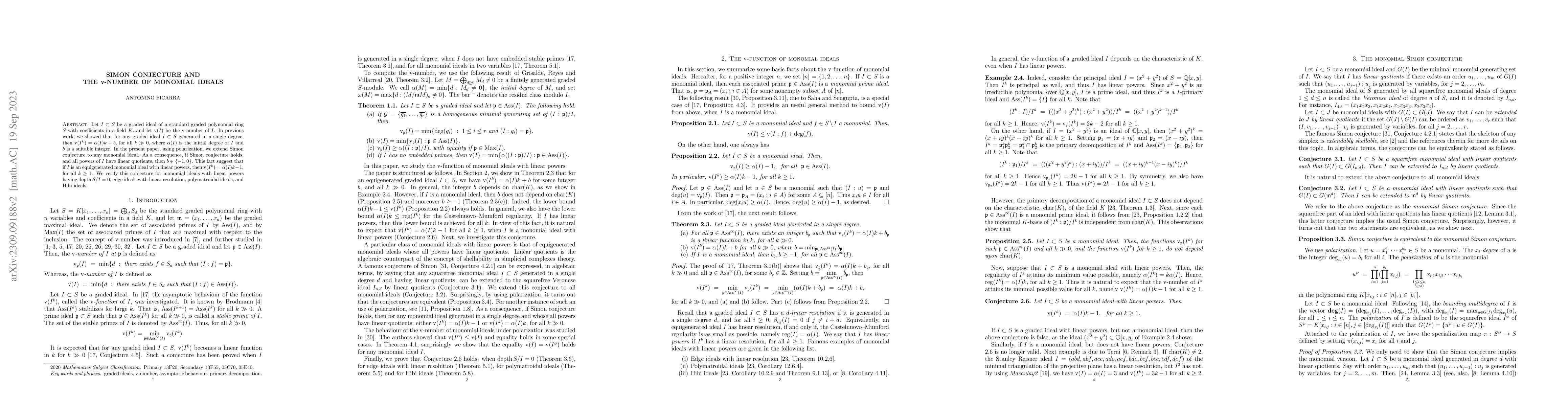 Thumbnail for Simon Conjecture and the $\text{v}$-number of monomial ideals