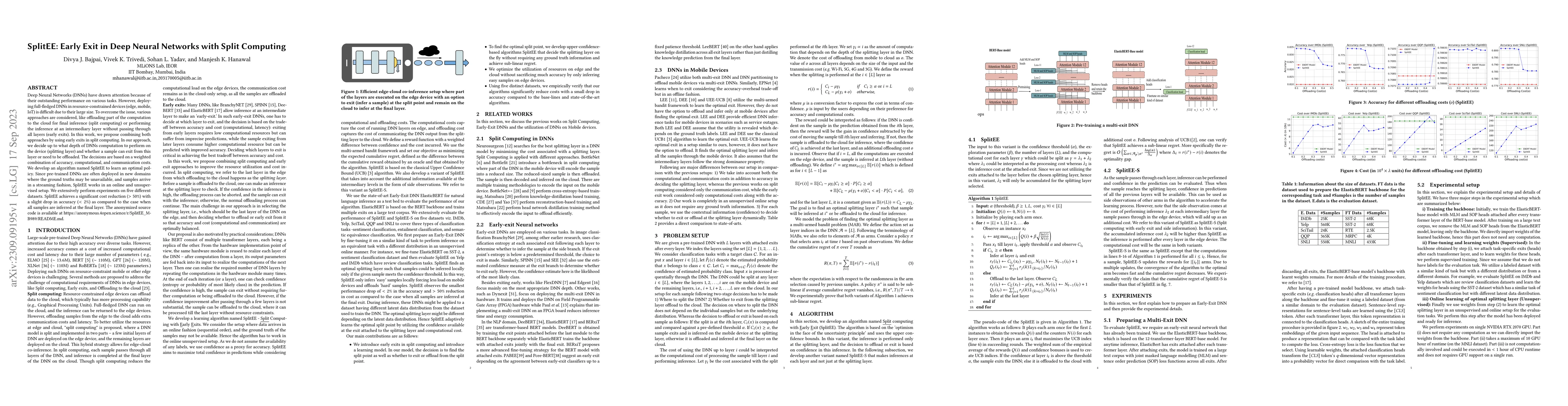 Thumbnail for SplitEE: Early Exit in Deep Neural Networks with Split Computing