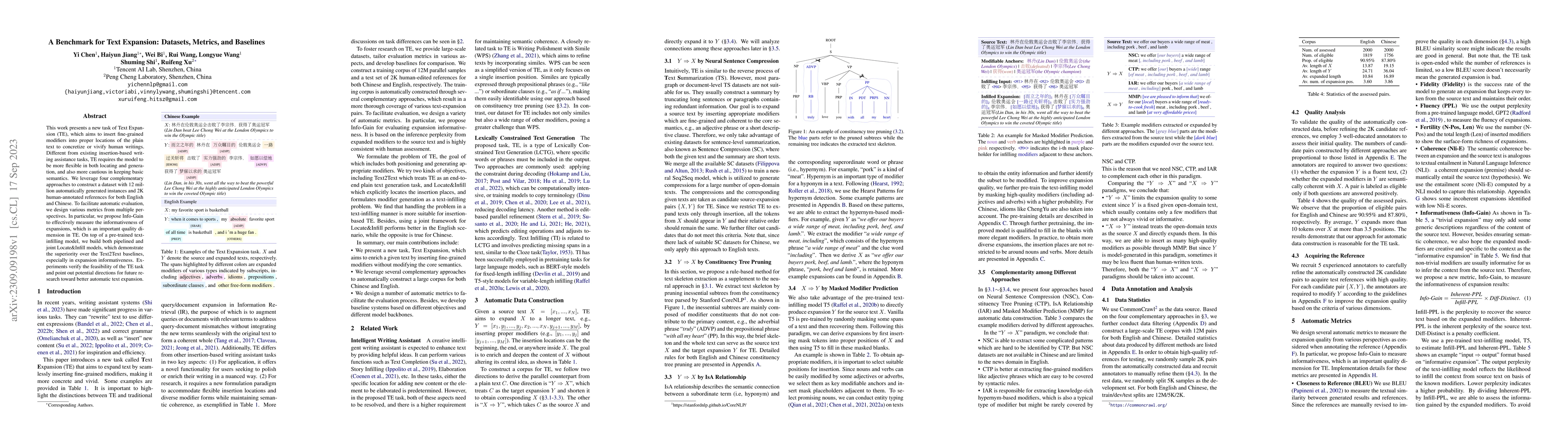 Thumbnail for A Benchmark for Text Expansion: Datasets, Metrics, and Baselines