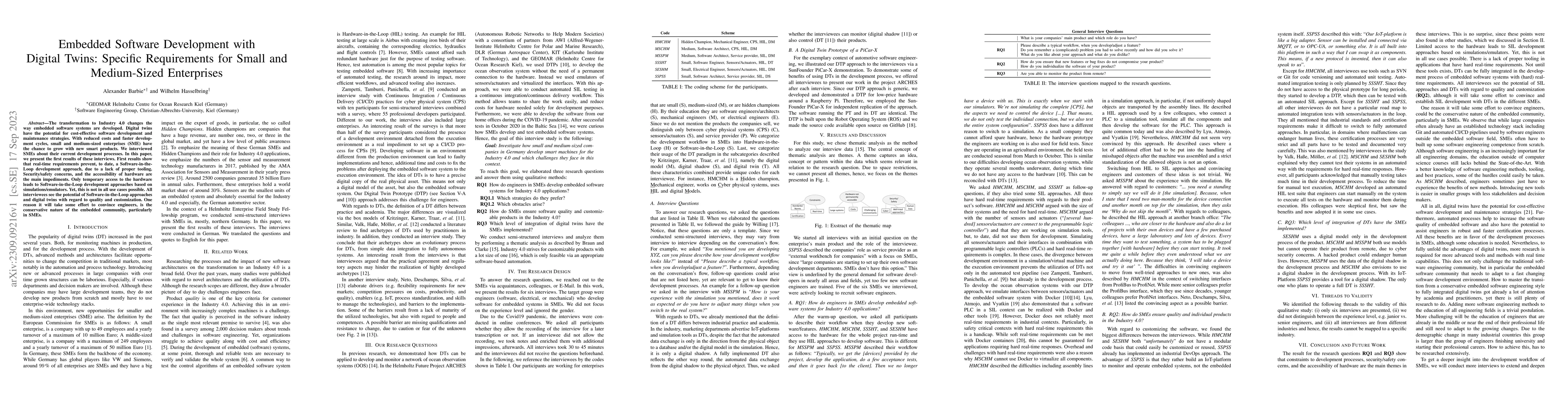 Thumbnail for Embedded Software Development with Digital Twins: Specific Requirements
  for Small and Medium-Sized Enterprises