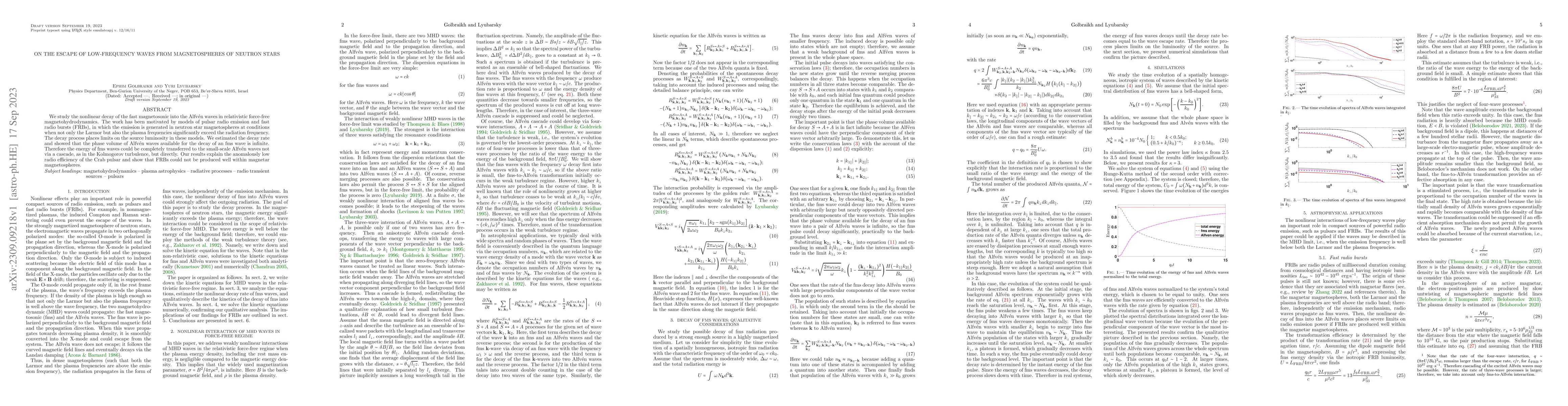 Thumbnail for On the escape of low-frequency waves from magnetospheres of neutron
  stars