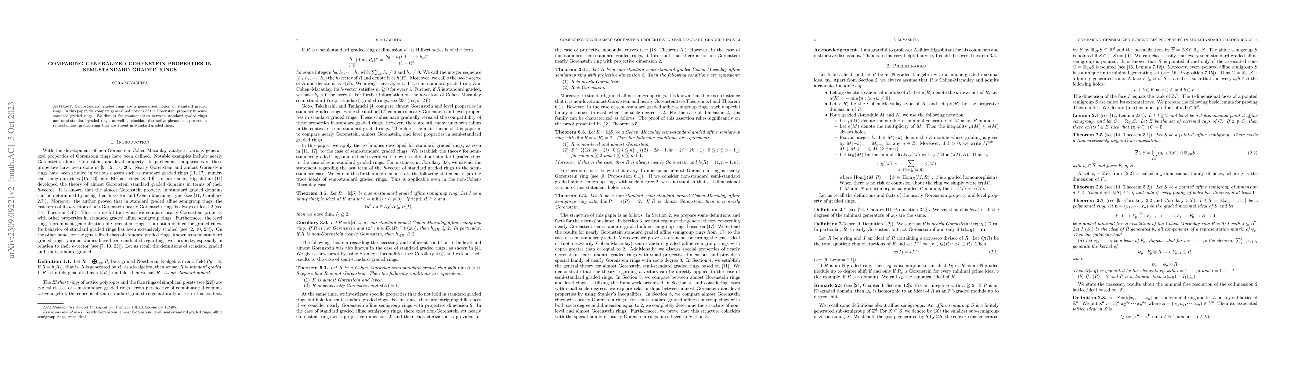 Thumbnail for Comparing generalized Gorenstein properties in semi-standard graded
  rings