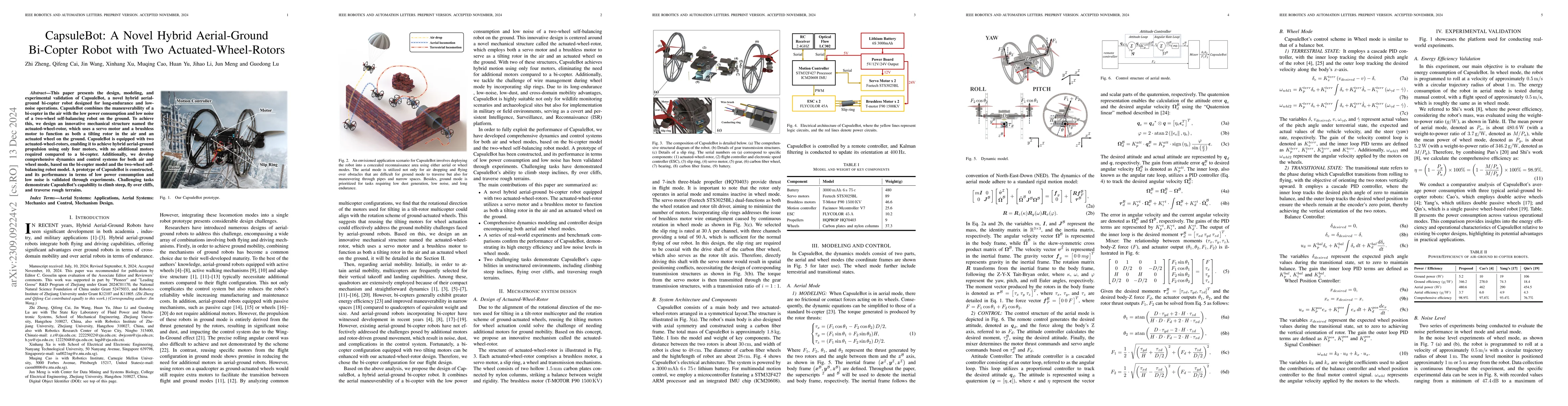 Thumbnail for CapsuleBot: A Novel Compact Hybrid Aerial-Ground Robot with Two
  Actuated-wheel-rotors