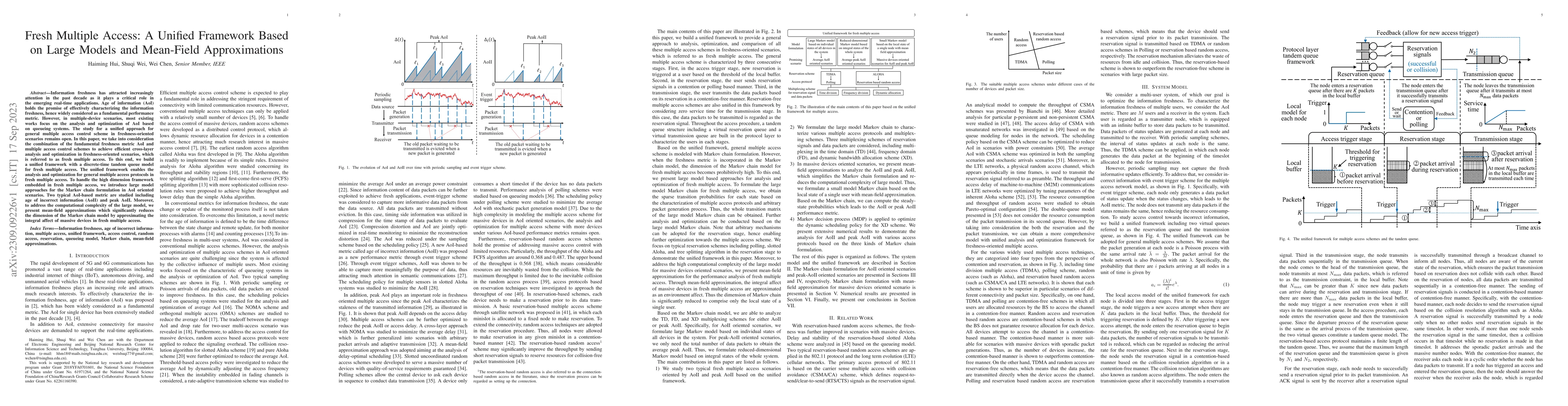 Thumbnail for Fresh Multiple Access: A Unified Framework Based on Large Models and
  Mean-Field Approximations