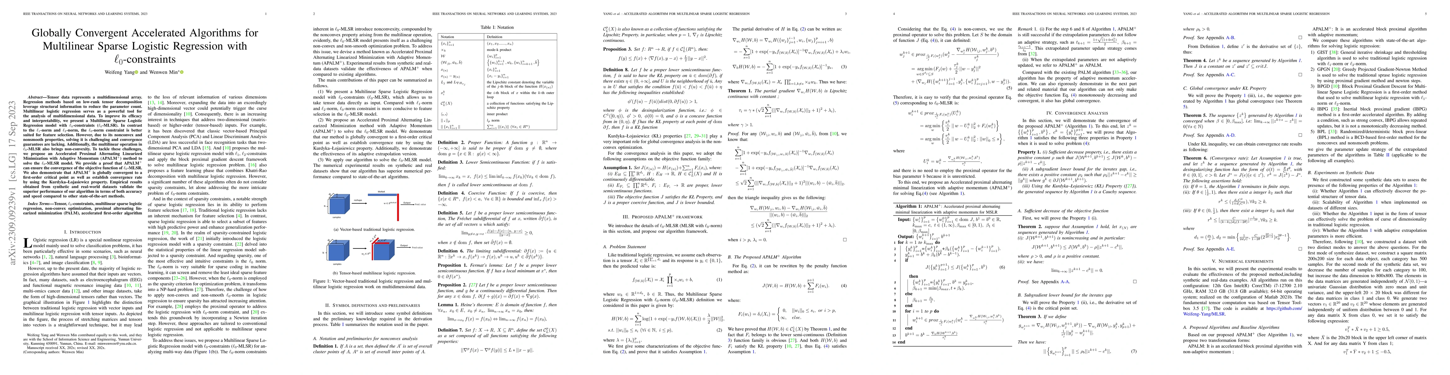Thumbnail for Globally Convergent Accelerated Algorithms for Multilinear Sparse
  Logistic Regression with $\ell_0$-constraints