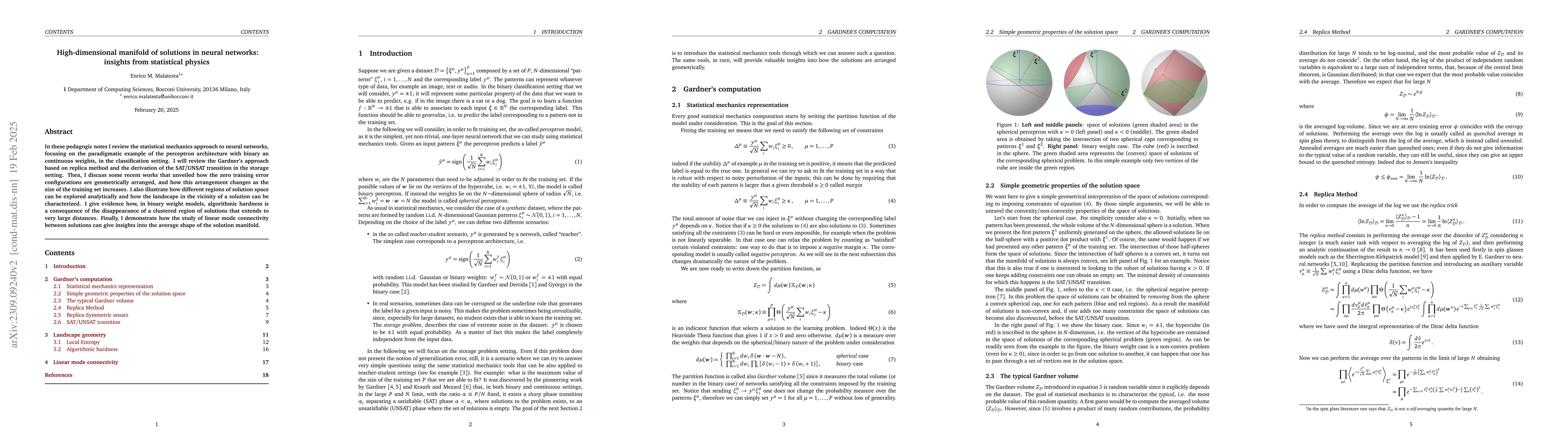 Thumbnail for High-dimensional manifold of solutions in neural networks: insights from
  statistical physics