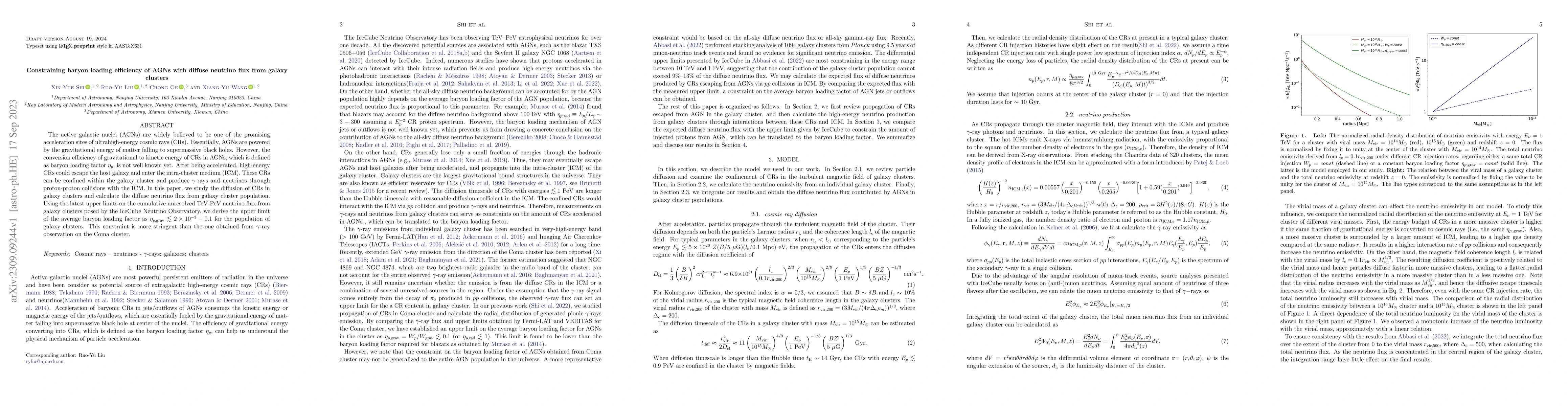 Thumbnail for Constraining baryon loading efficiency of AGNs with diffuse neutrino
  flux from galaxy clusters