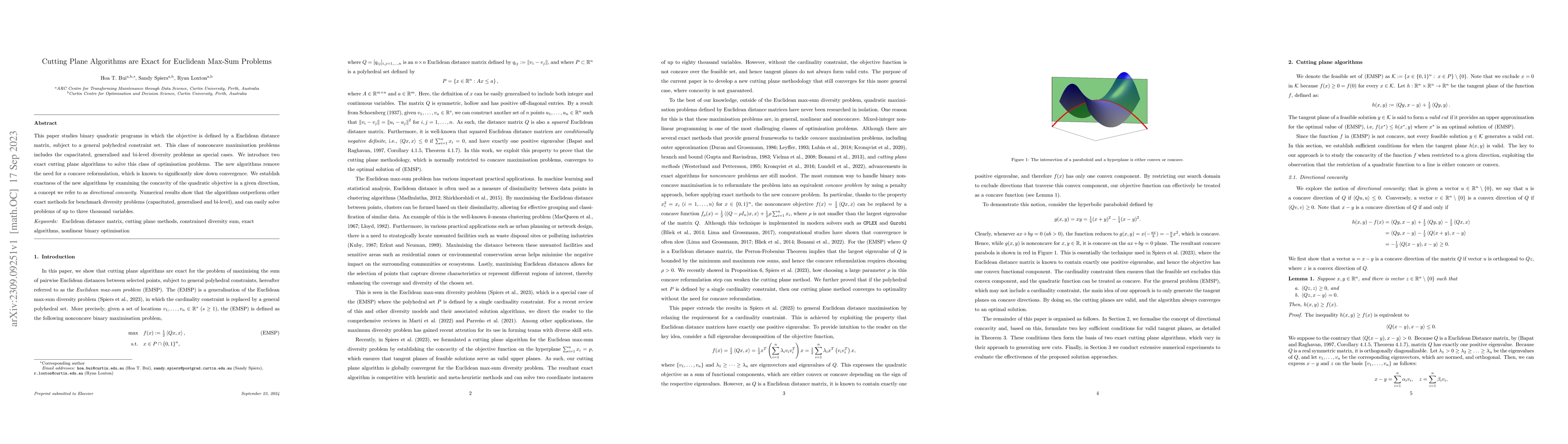 Thumbnail for Cutting Plane Algorithms are Exact for Euclidean Max-Sum Problems
