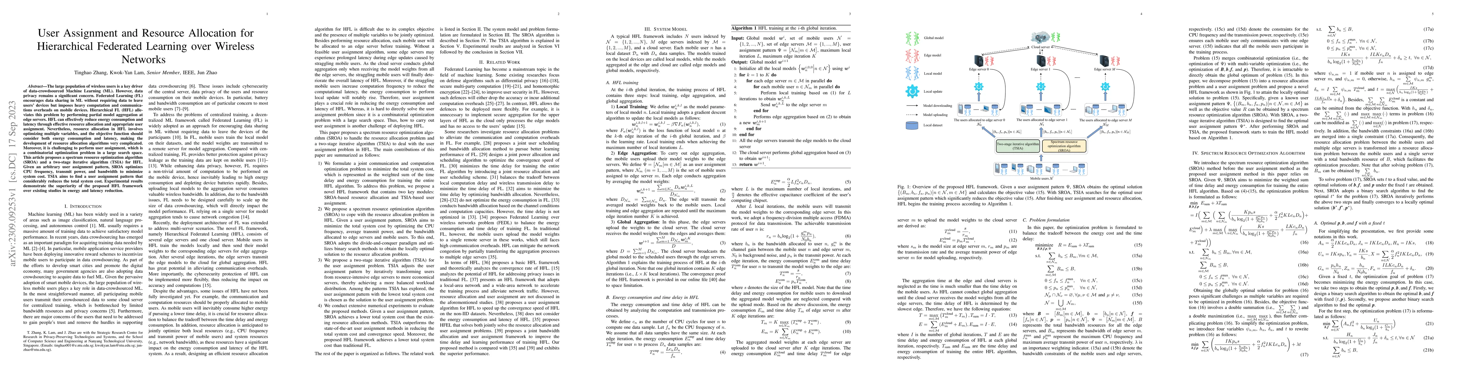 Thumbnail for User Assignment and Resource Allocation for Hierarchical Federated
  Learning over Wireless Networks