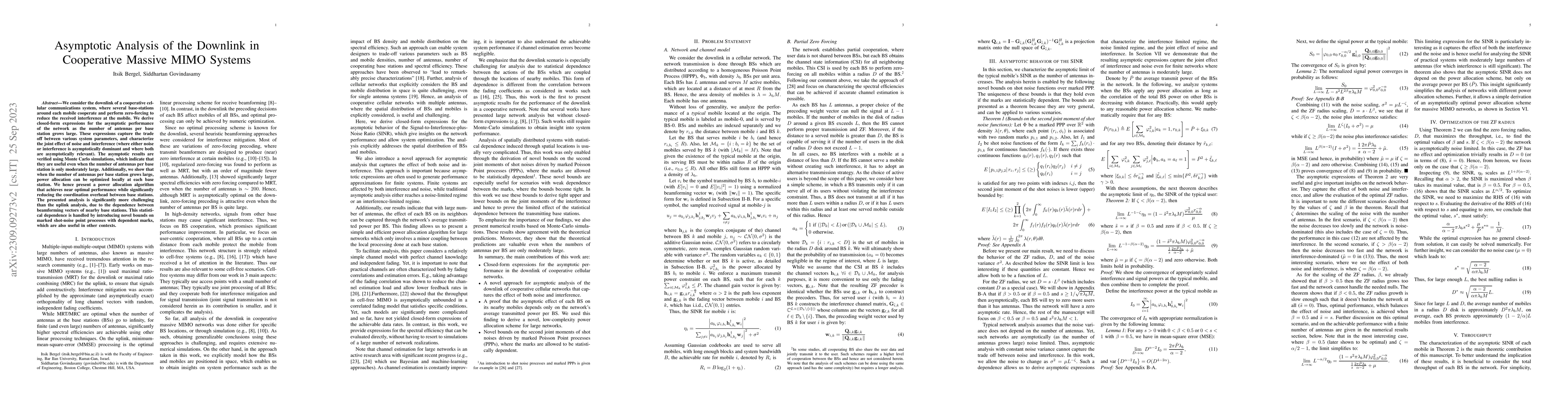 Thumbnail for Asymptotic Analysis of the Downlink in Cooperative Massive MIMO Systems