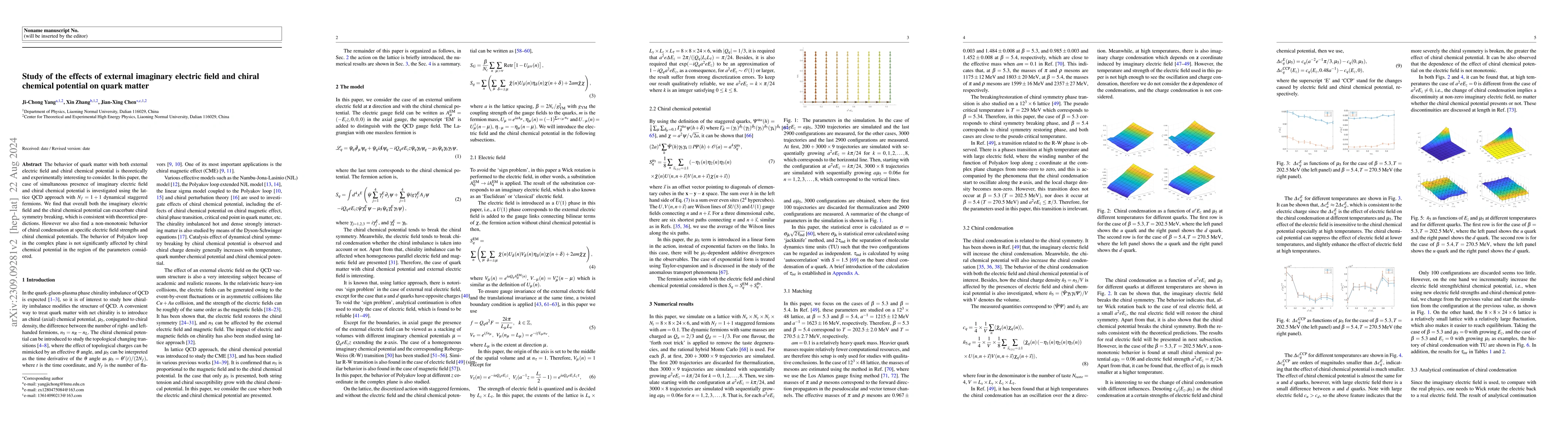 Thumbnail for Study of the effects of external imaginary electric field and chiral
  chemical potential on quark matter