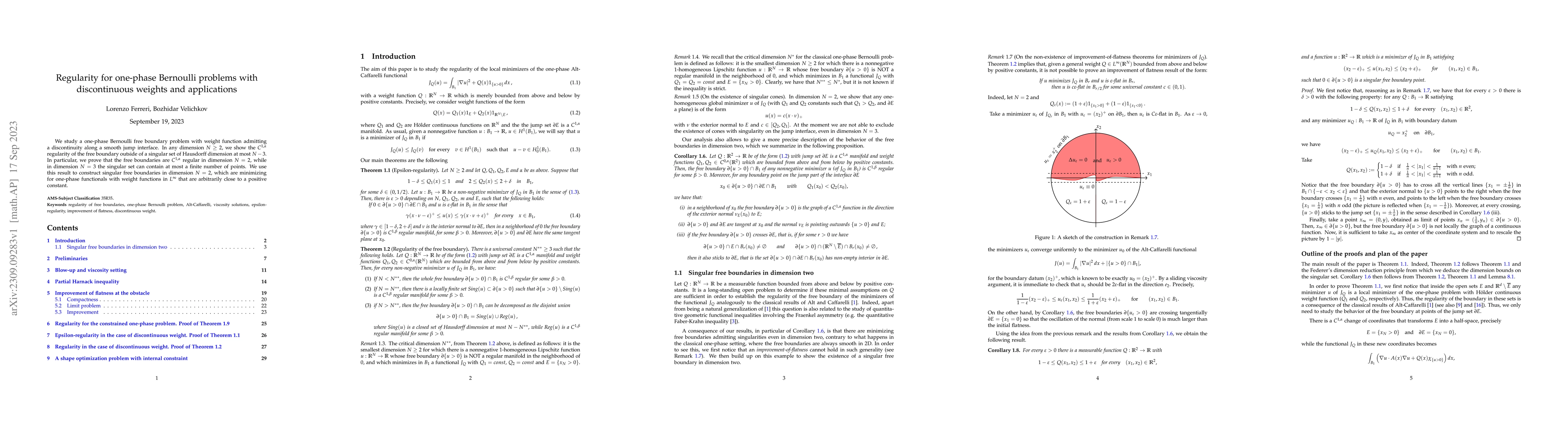 Thumbnail for Regularity for one-phase Bernoulli problems with discontinuous weights
  and applications