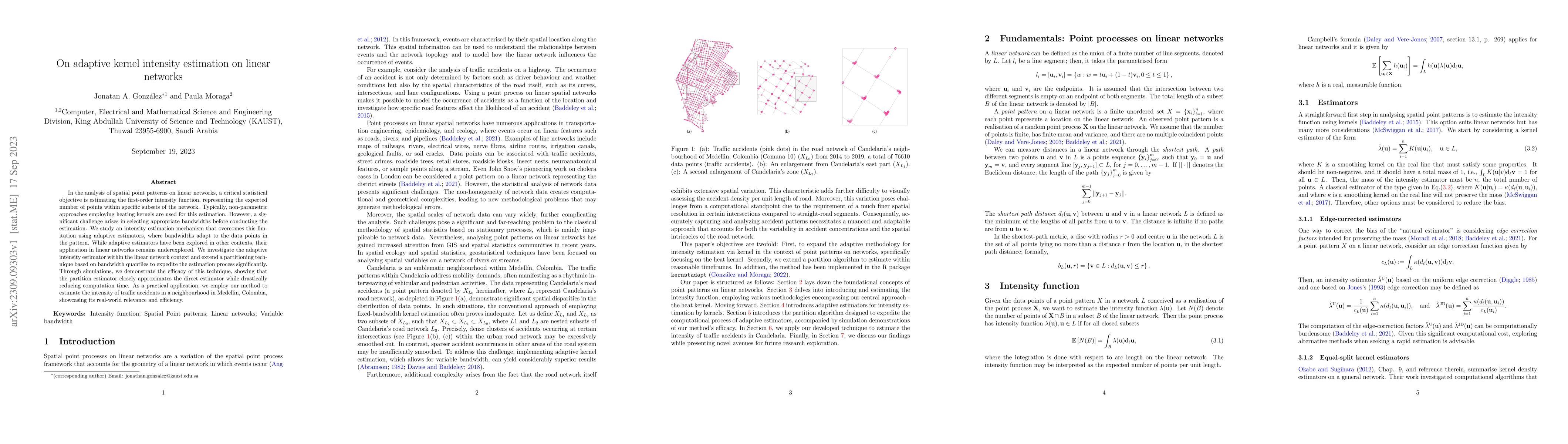 Thumbnail for On adaptive kernel intensity estimation on linear networks