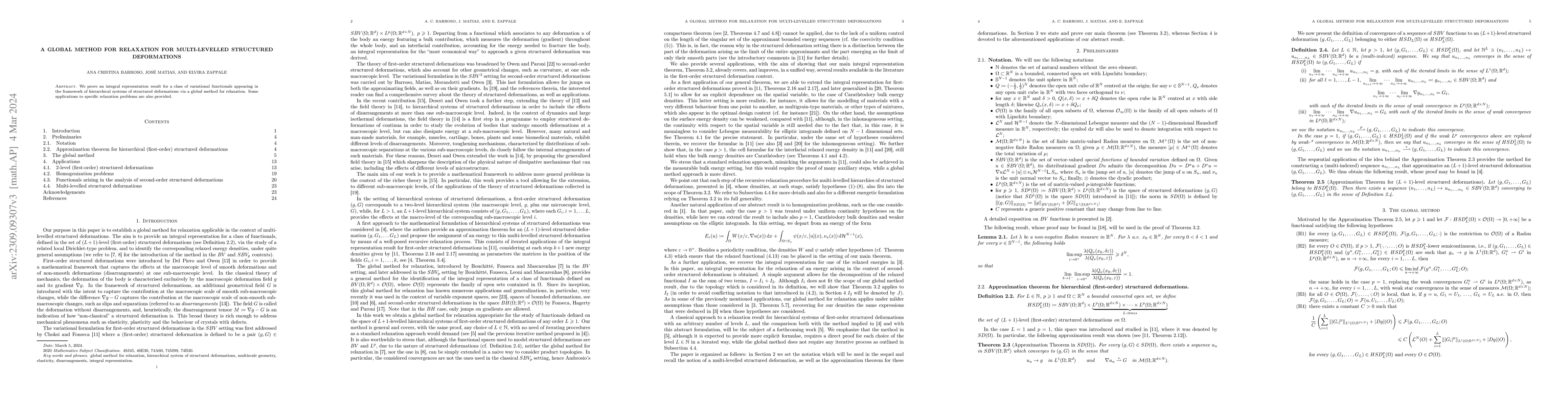 Thumbnail for A Global Method for Relaxation for Multi-levelled Structured
  Deformations