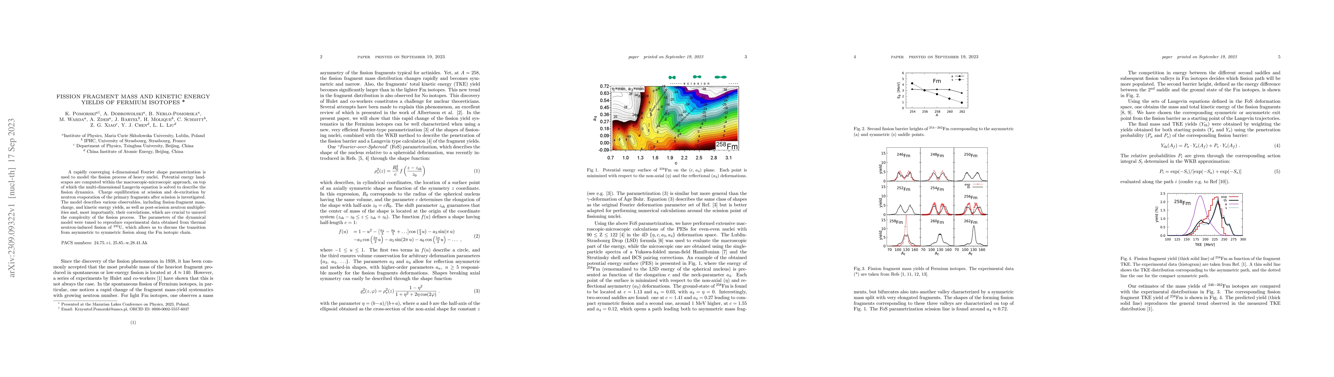 Thumbnail for Fission Fragment Mass and Kinetic Energy Yields of Fermium Isotopes