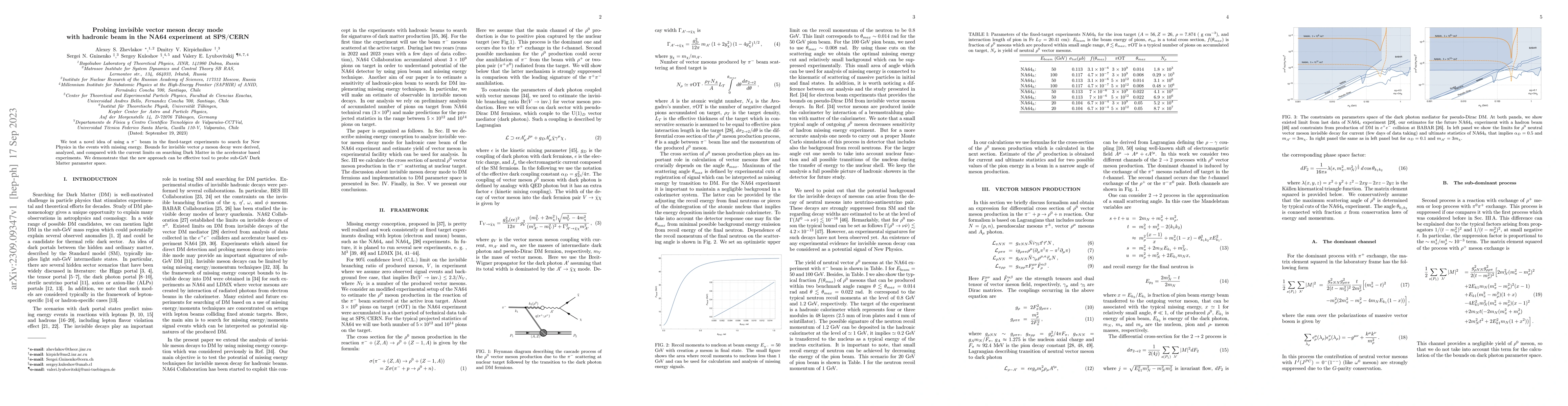 Thumbnail for Probing invisible vector meson decay mode with hadronic beam in the NA64
  experiment at SPS/CERN