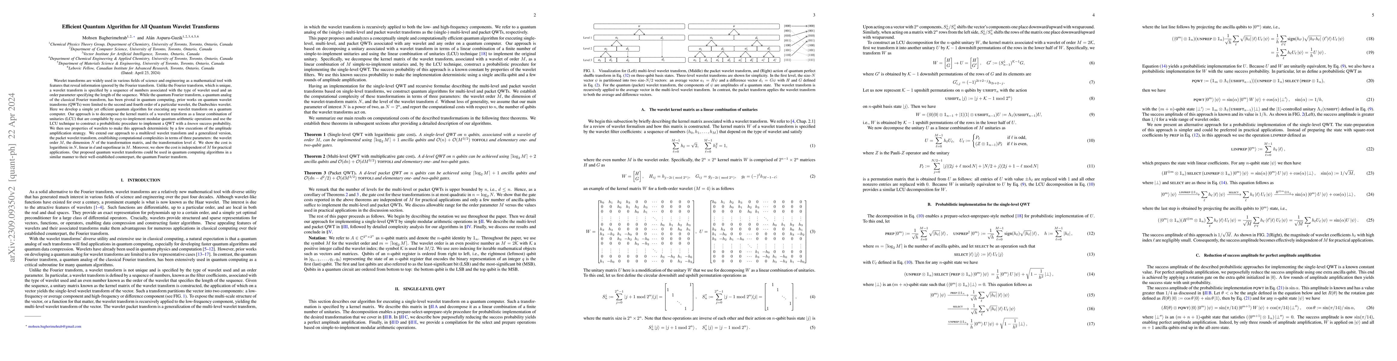 Thumbnail for Efficient Quantum Algorithm for All Quantum Wavelet Transforms