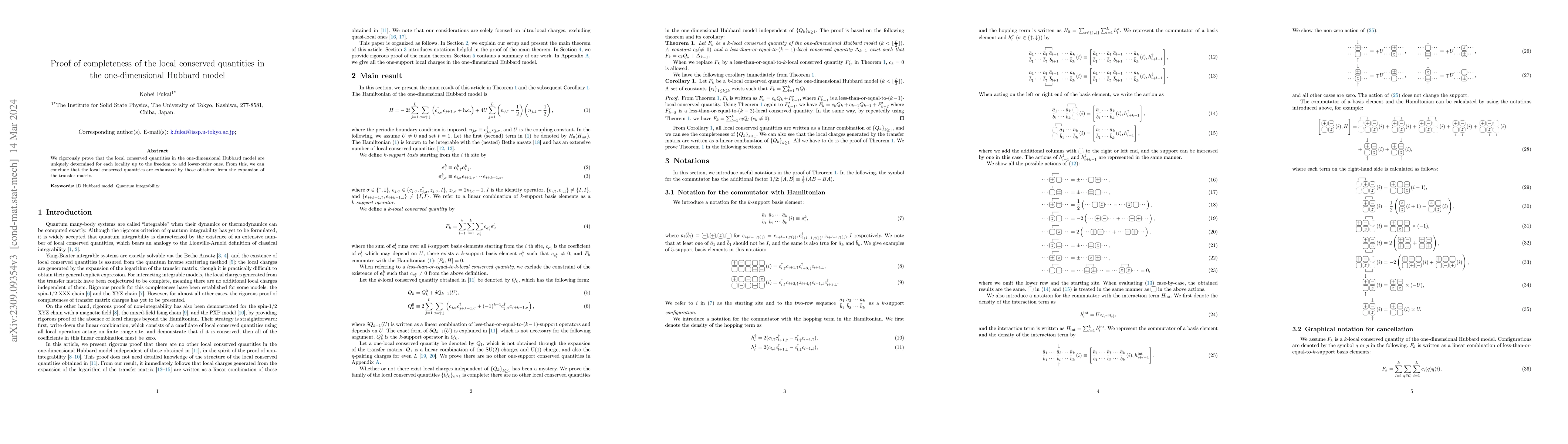 Thumbnail for Proof of completeness of the local conserved quantities in the
  one-dimensional Hubbard model