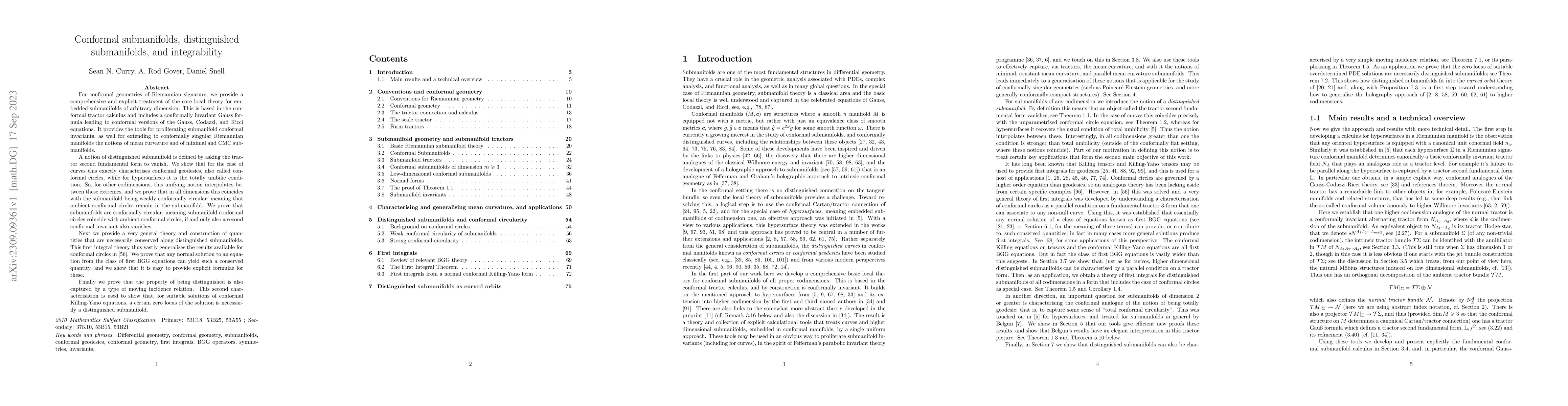 Thumbnail for Conformal submanifolds, distinguished submanifolds, and integrability