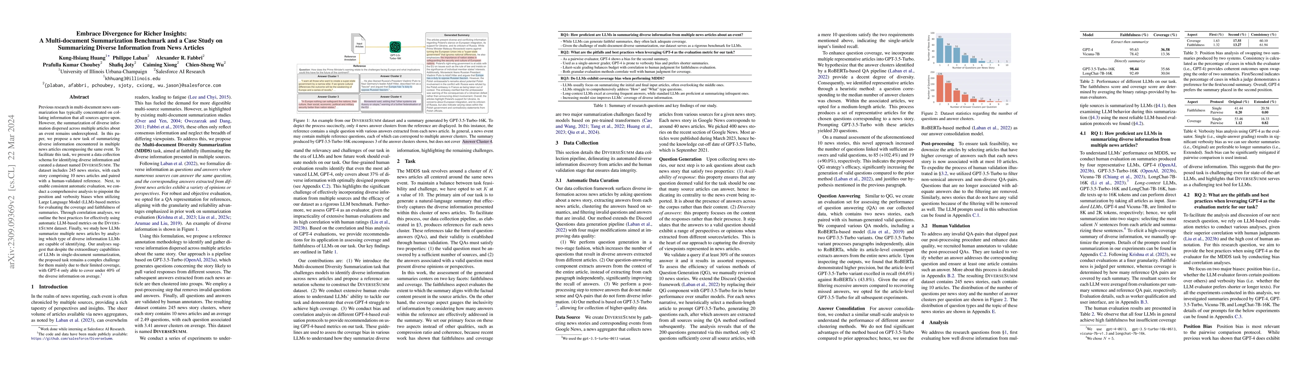 Thumbnail for Embrace Divergence for Richer Insights: A Multi-document Summarization
  Benchmark and a Case Study on Summarizing Diverse Information from News
  Articles