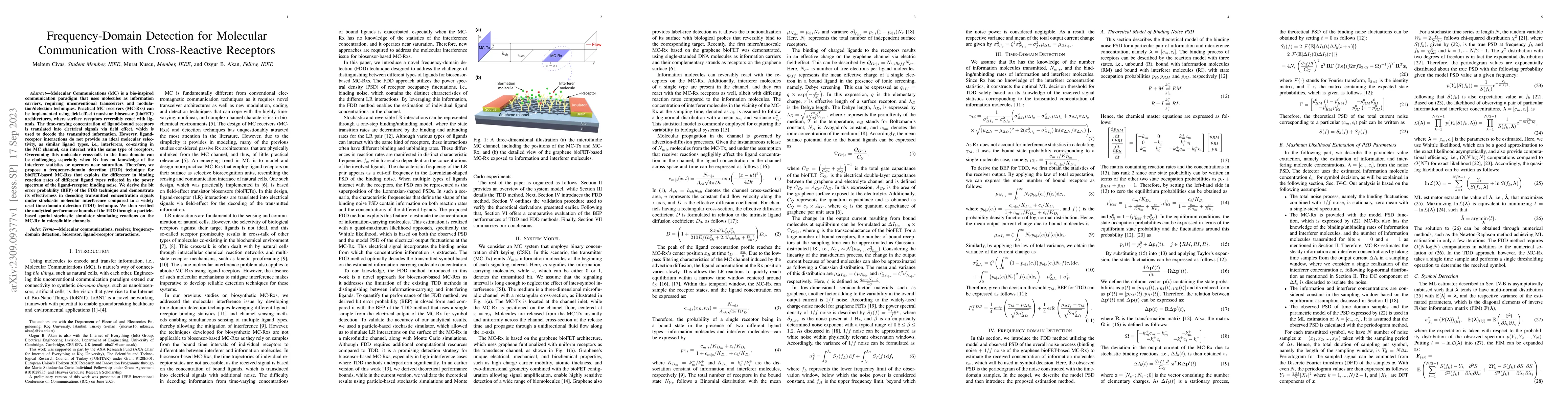 Thumbnail for Frequency-Domain Detection for Molecular Communication with
  Cross-Reactive Receptors