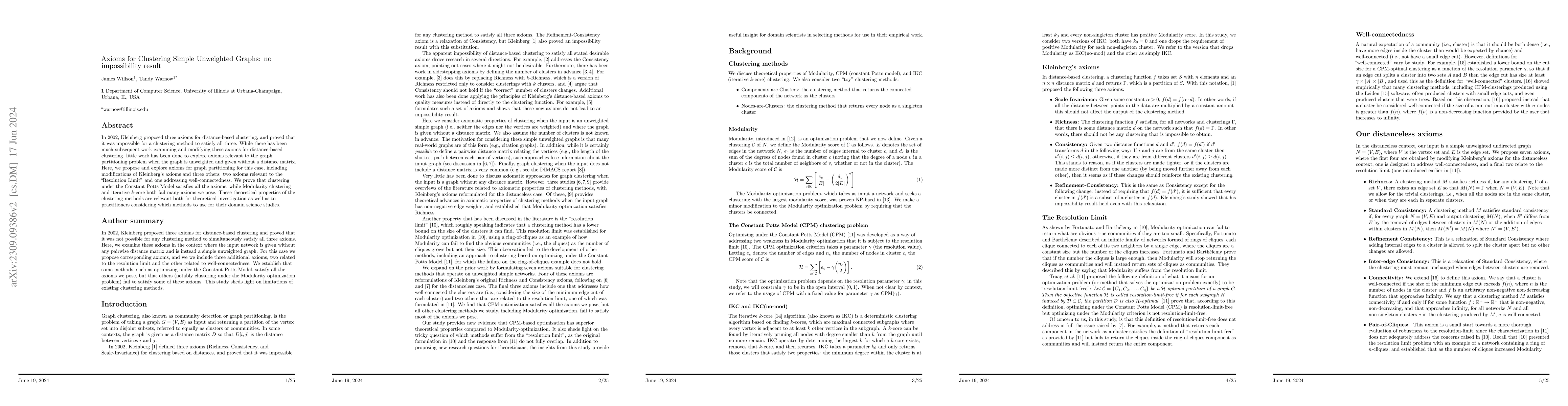 Thumbnail for Axioms for Distanceless Graph Partitioning