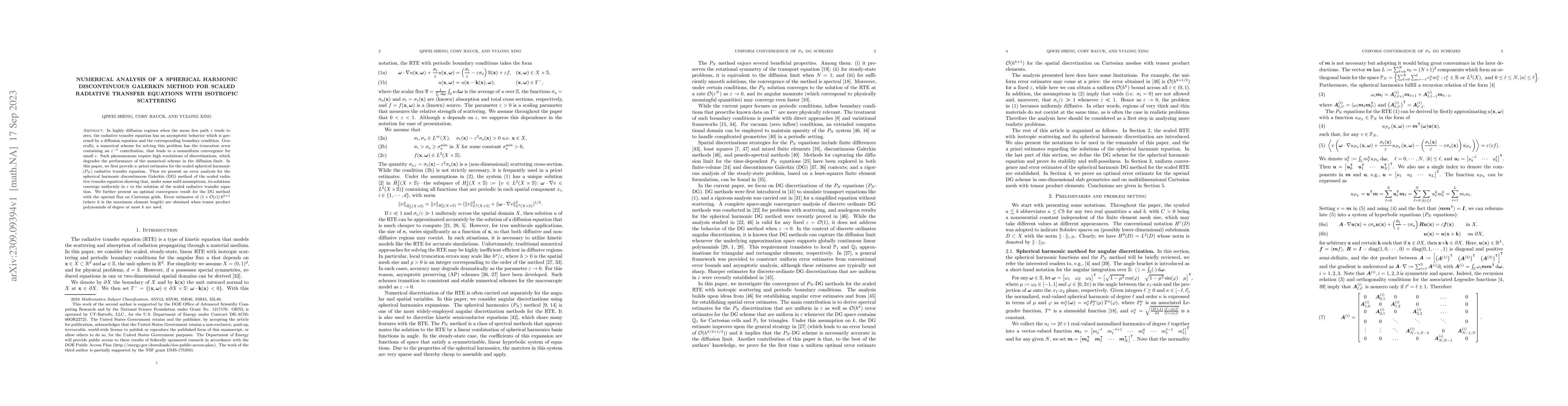 Thumbnail for Numerical analysis of a spherical harmonic discontinuous Galerkin method
  for scaled radiative transfer equations with isotropic scattering