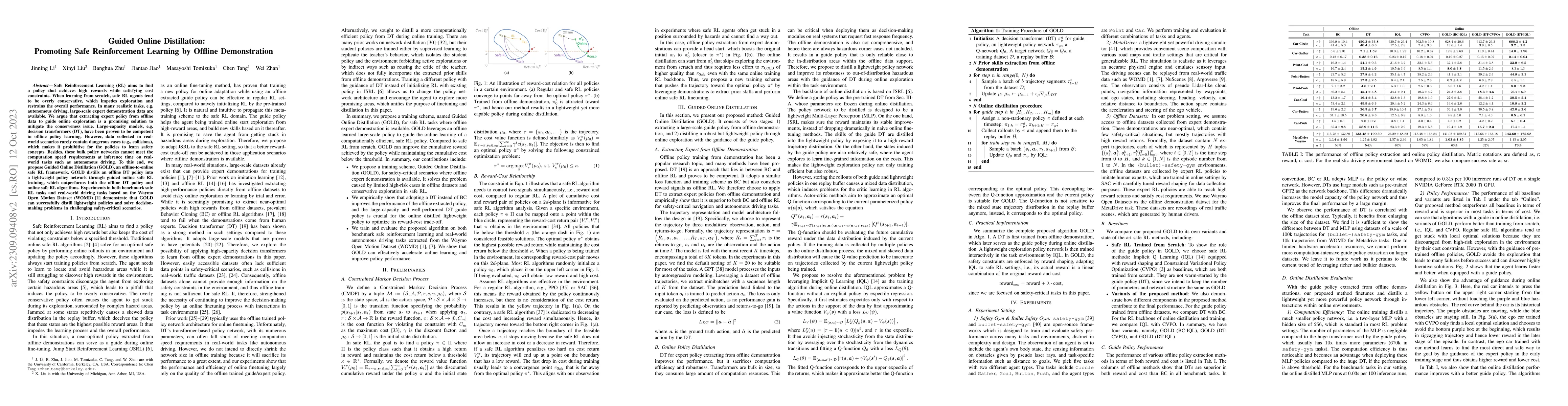 Thumbnail for Guided Online Distillation: Promoting Safe Reinforcement Learning by
  Offline Demonstration