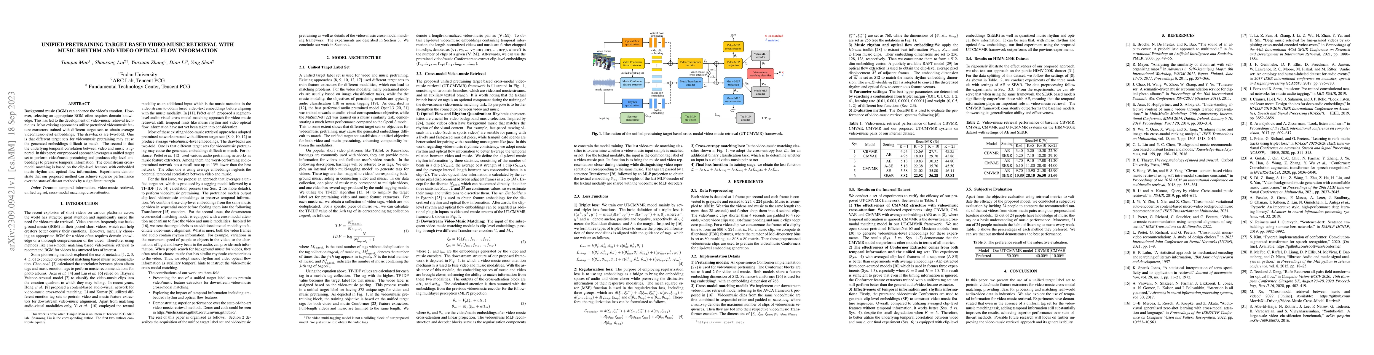 Thumbnail for Unified Pretraining Target Based Video-music Retrieval With Music Rhythm
  And Video Optical Flow Information