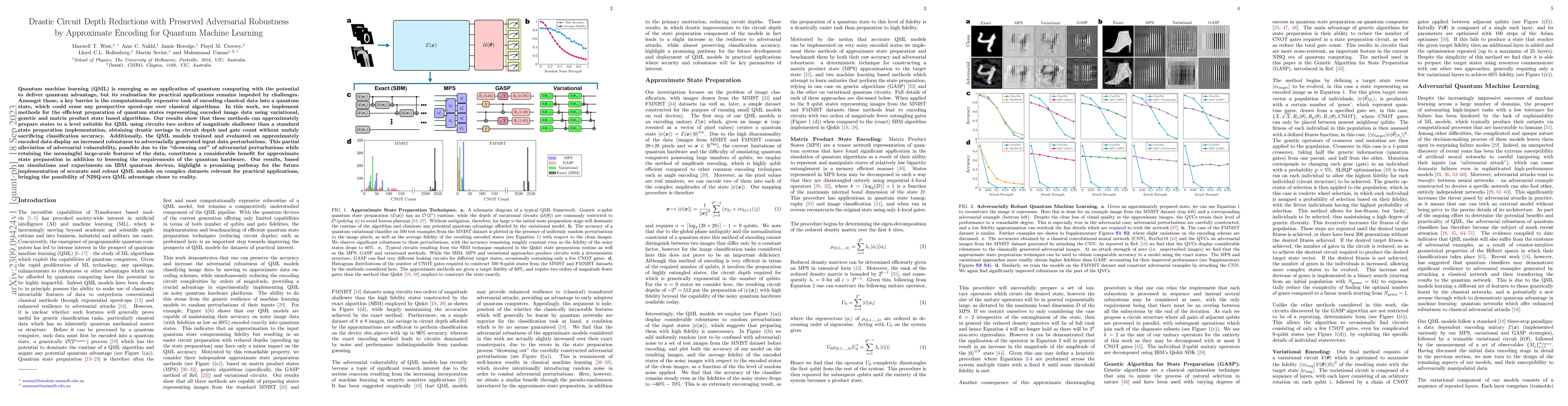 Thumbnail for Drastic Circuit Depth Reductions with Preserved Adversarial Robustness
  by Approximate Encoding for Quantum Machine Learning