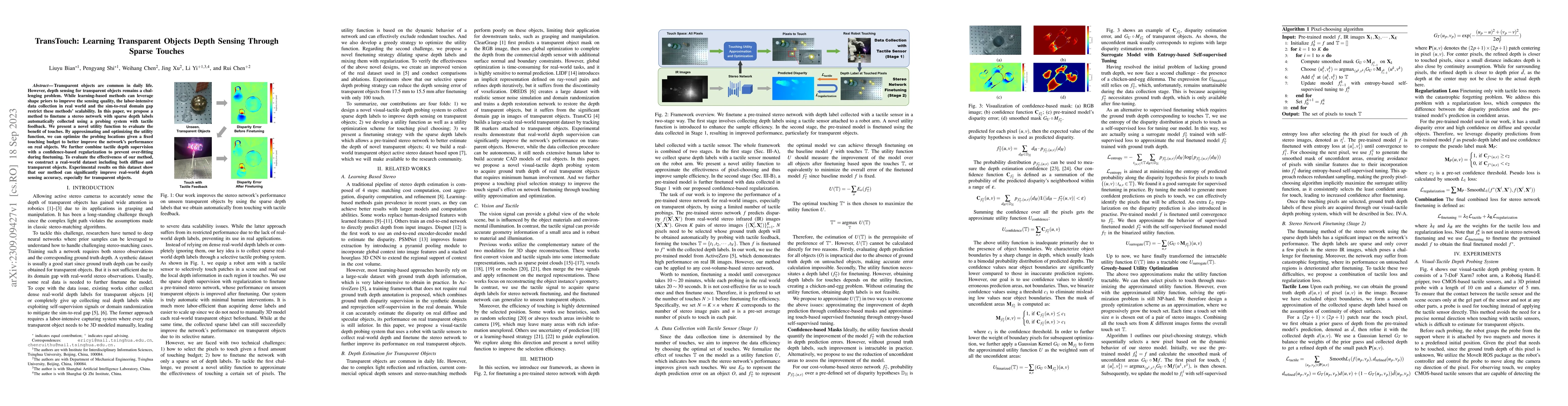 Thumbnail for TransTouch: Learning Transparent Objects Depth Sensing Through Sparse
  Touches