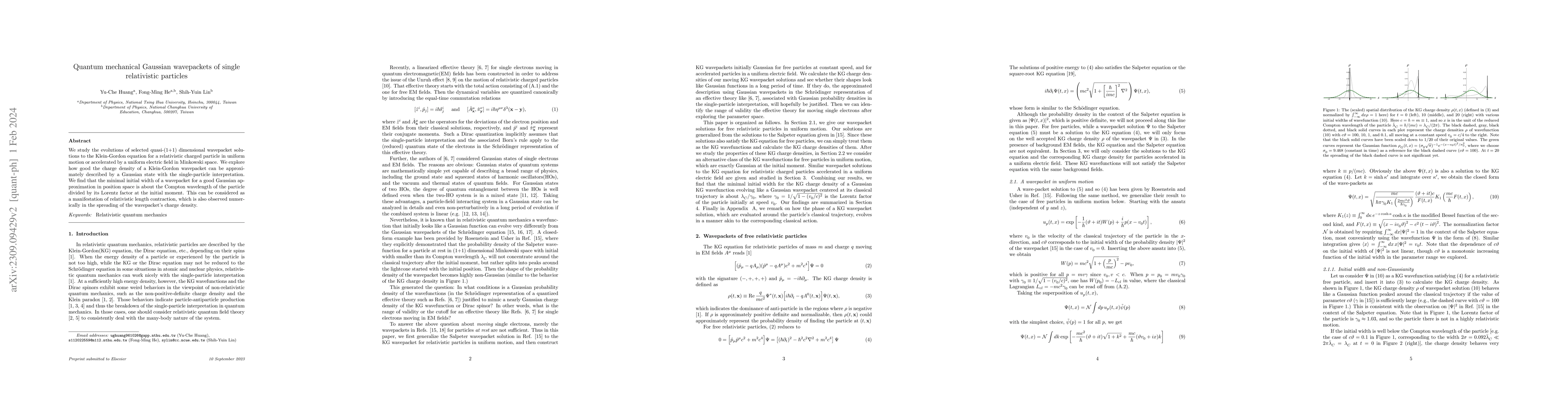 Thumbnail for Quantum mechanical Gaussian wavepackets of single relativistic particles