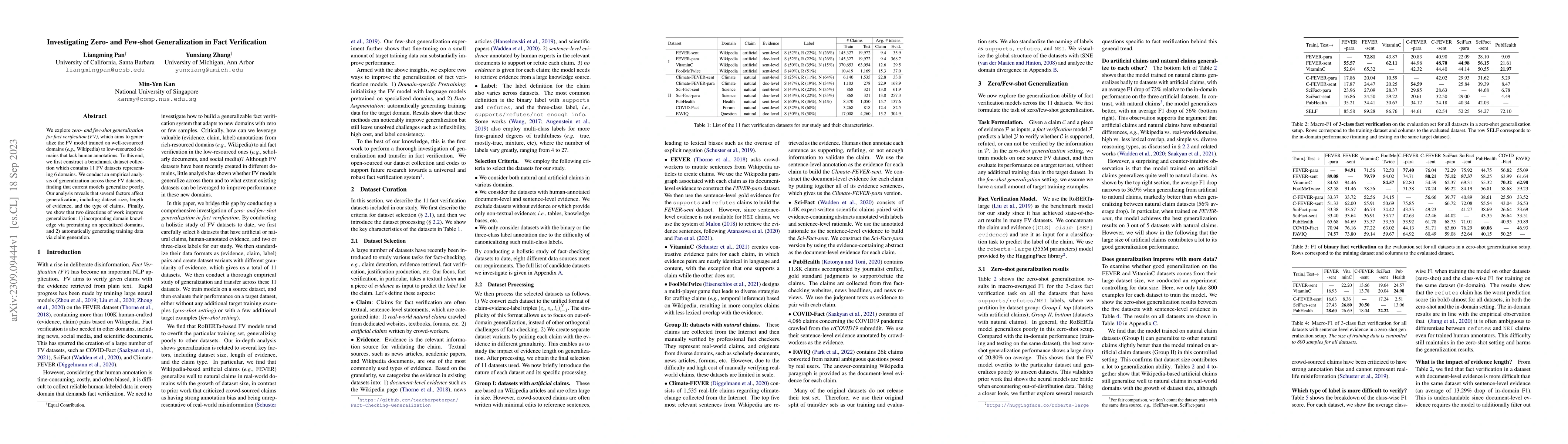 Thumbnail for Investigating Zero- and Few-shot Generalization in Fact Verification