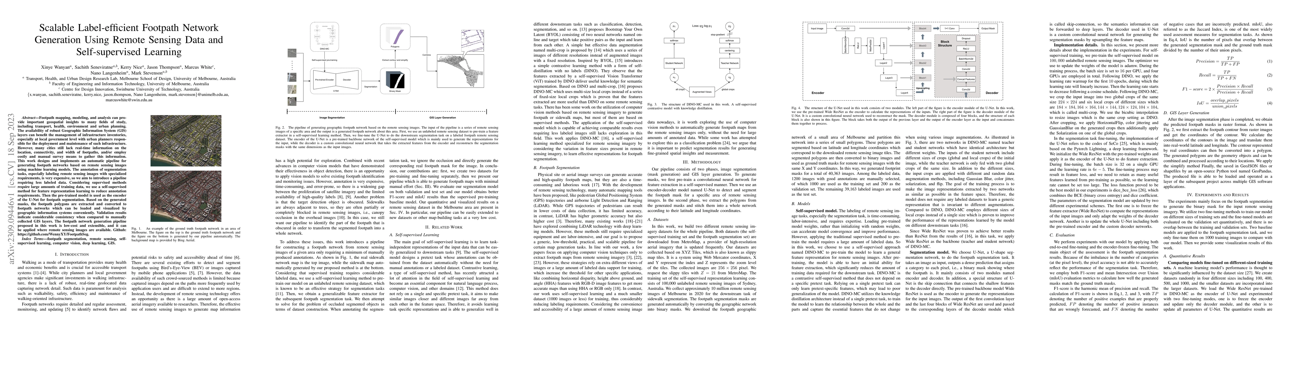 Thumbnail for Scalable Label-efficient Footpath Network Generation Using Remote
  Sensing Data and Self-supervised Learning