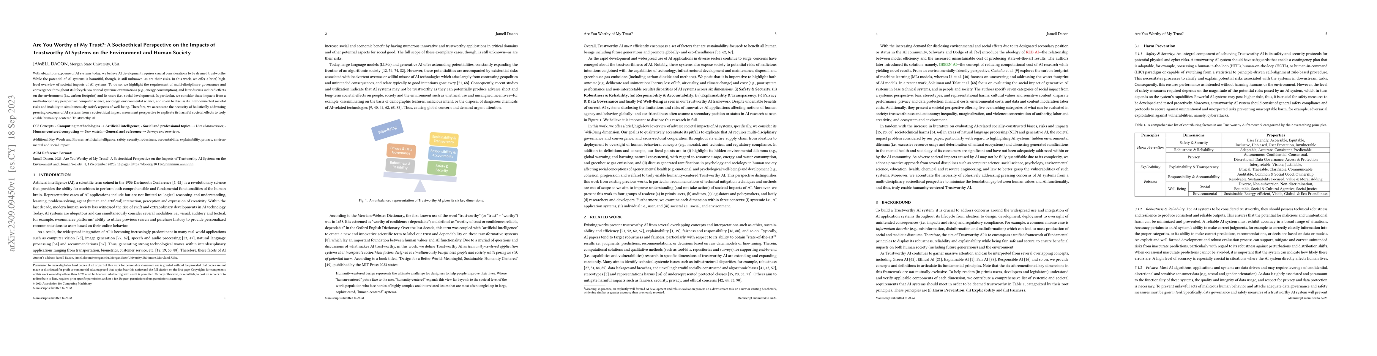Thumbnail for Are You Worthy of My Trust?: A Socioethical Perspective on the Impacts
  of Trustworthy AI Systems on the Environment and Human Society