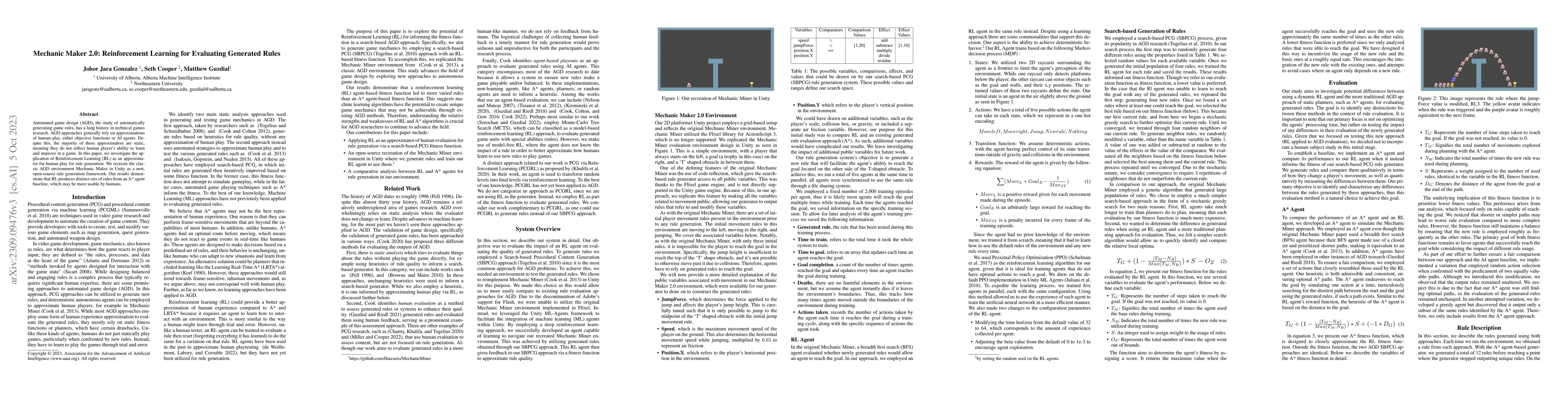 Thumbnail for Mechanic Maker 2.0: Reinforcement Learning for Evaluating Generated
  Rules