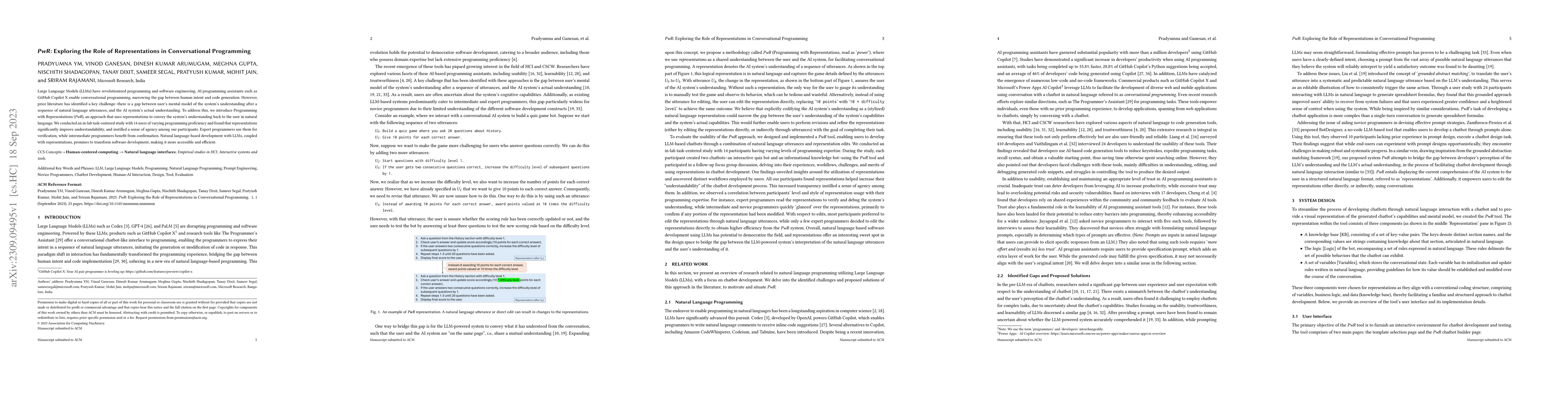 Thumbnail for PwR: Exploring the Role of Representations in Conversational Programming