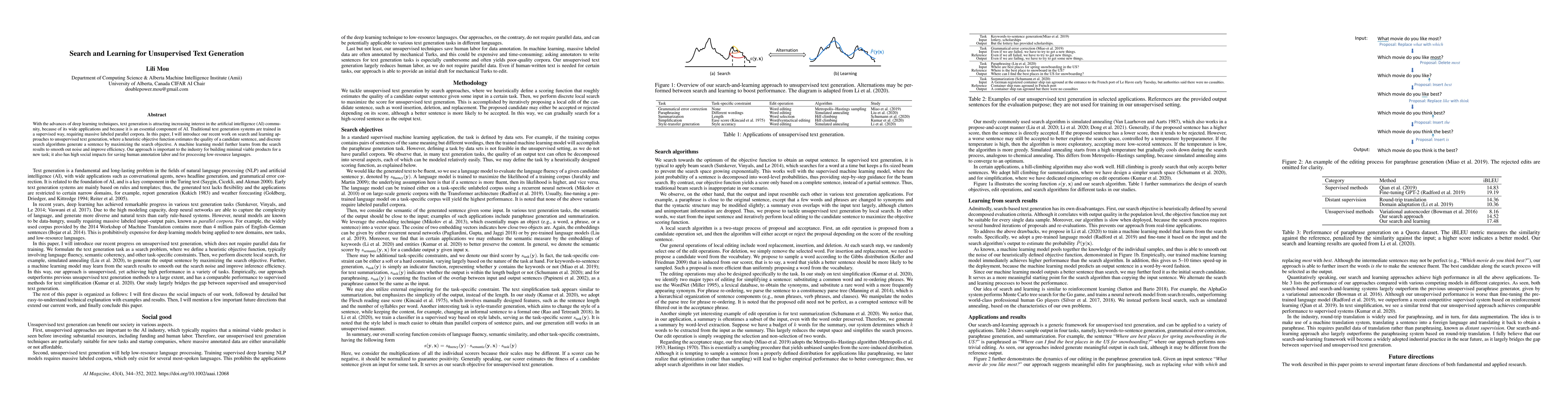 Thumbnail for Search and Learning for Unsupervised Text Generation