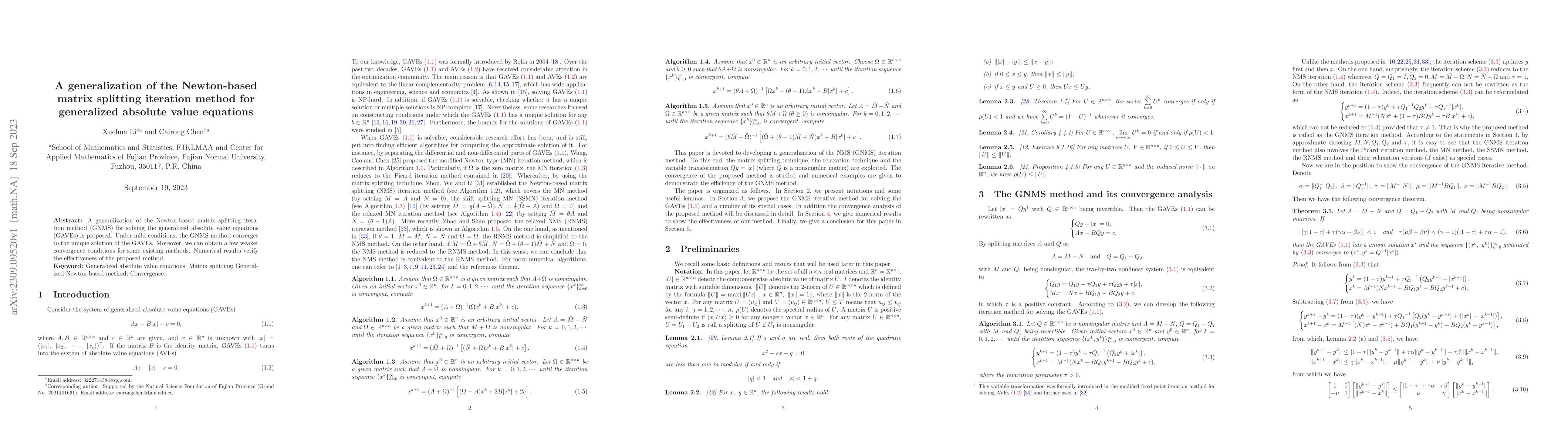 Thumbnail for A generalization of the Newton-based matrix splitting iteration method
  for generalized absolute value equations