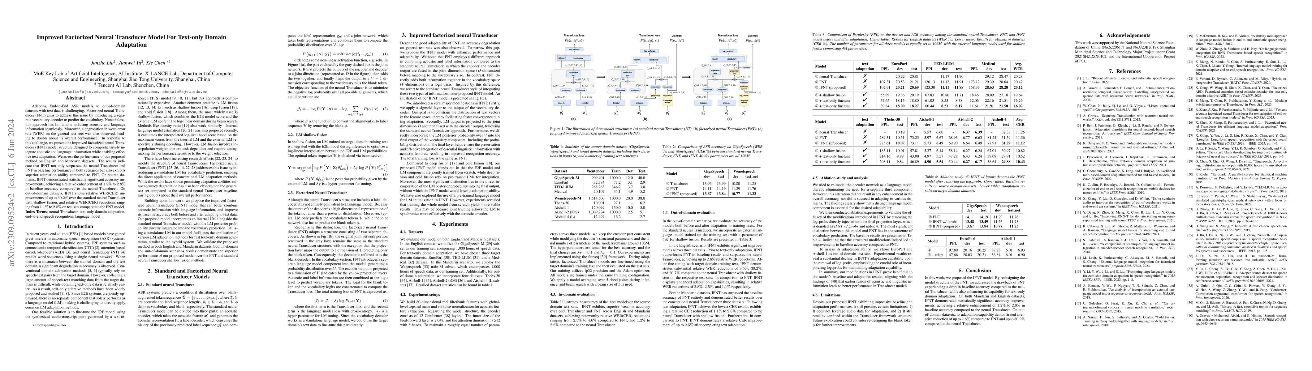 Thumbnail for Improved Factorized Neural Transducer Model For text-only Domain
  Adaptation