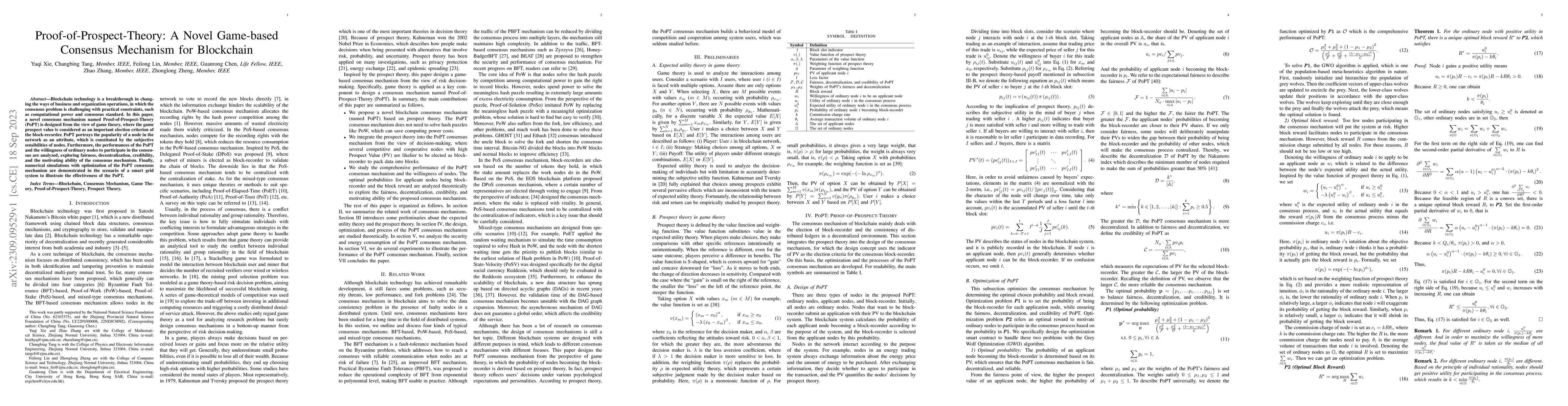 Thumbnail for Proof-of-Prospect-Theory: A Novel Game-based Consensus Mechanism for
  Blockchain