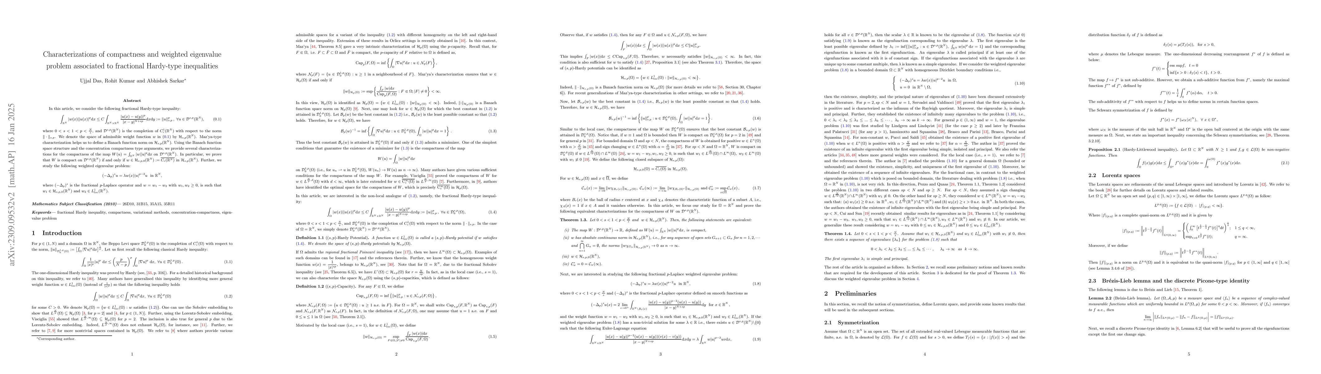 Thumbnail for Characterizations of compactness and weighted eigenvalue problem for
  fractional $p$-Laplacian in $\mathbb{R}^N$