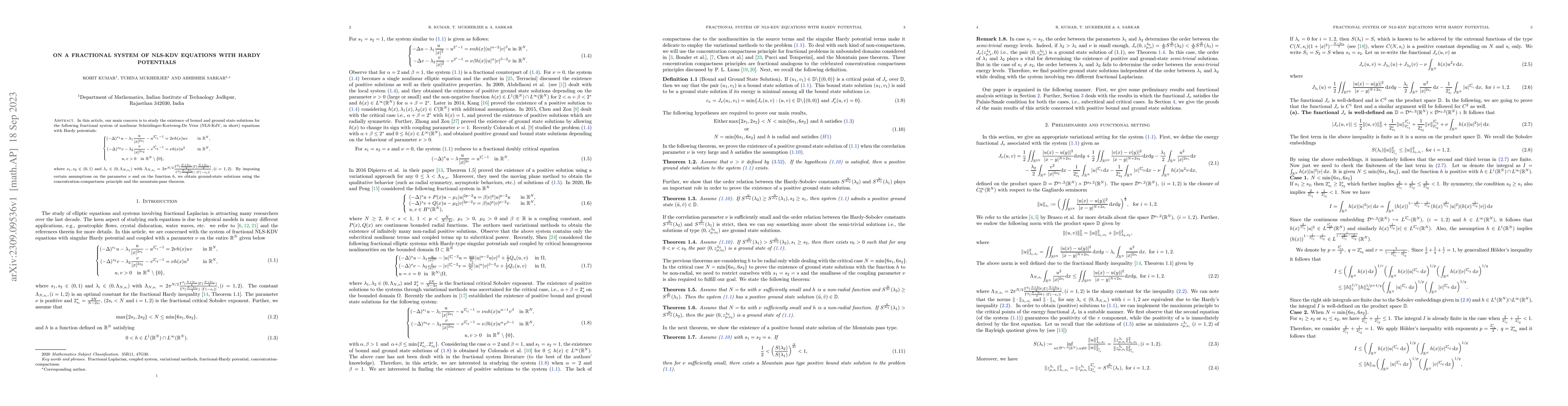 Thumbnail for On a fractional system of NLS-KDV equations with Hardy potentials