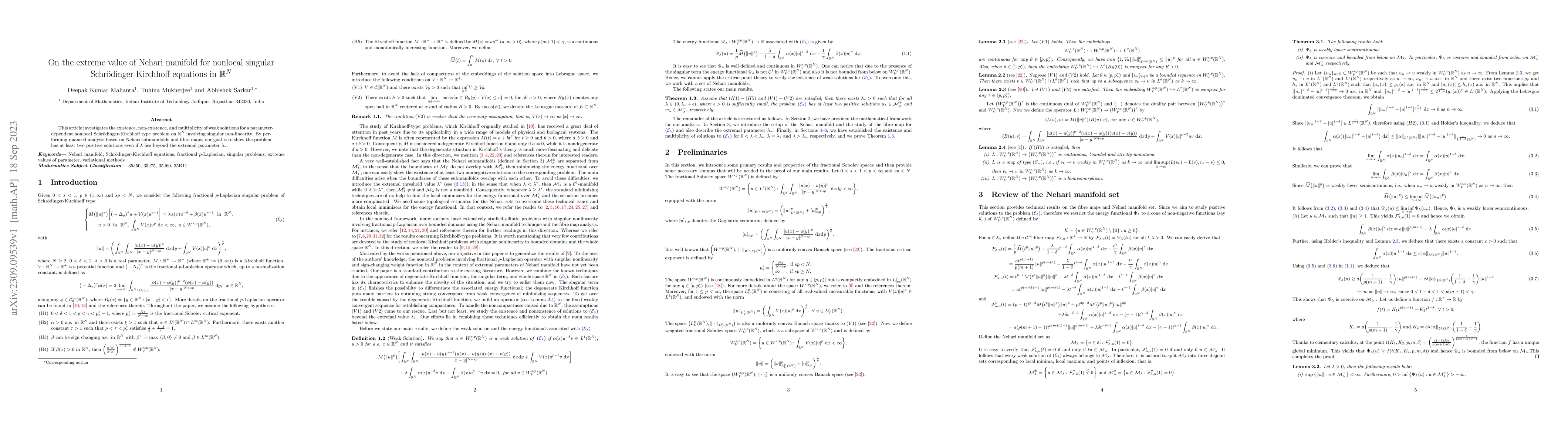 Thumbnail for On the extreme value of Nehari manifold for nonlocal singular
  Schr{\"o}dinger-Kirchhoff equations in $\mathbb{R}^N$