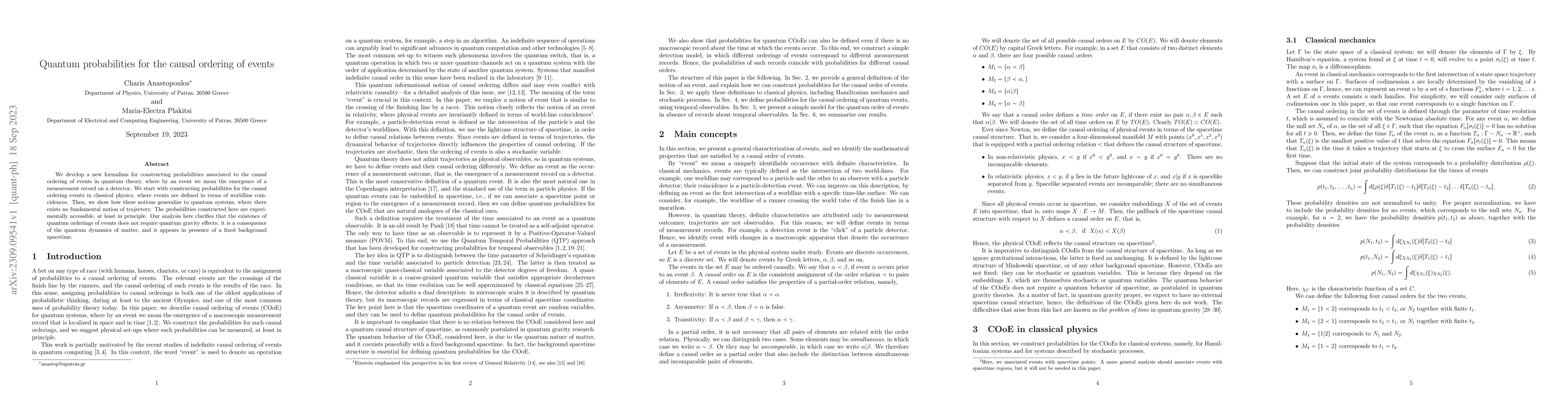 Thumbnail for Quantum probabilities for the causal ordering of events