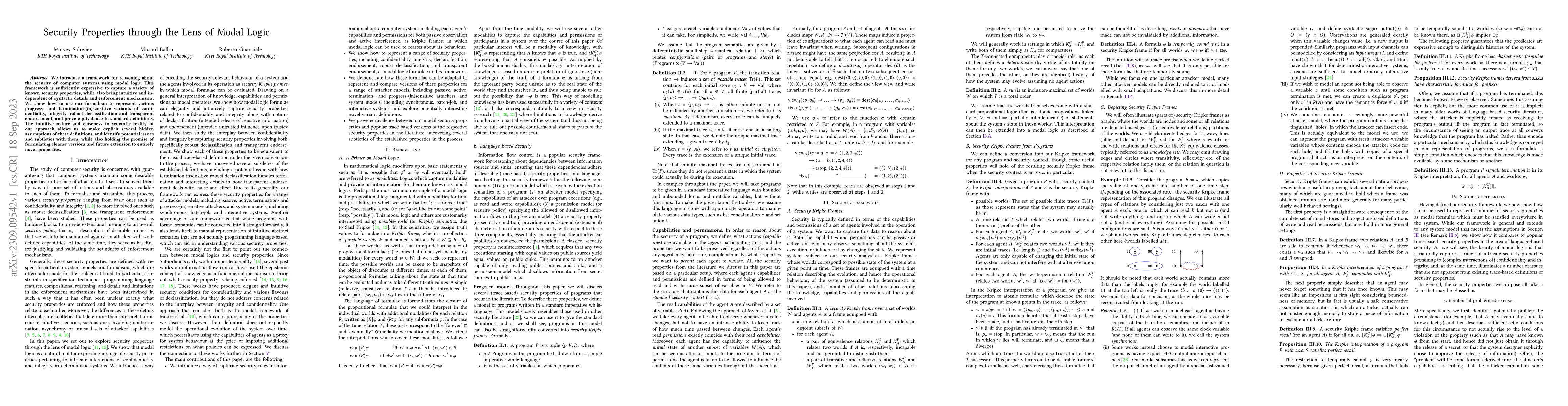Thumbnail for Security Properties through the Lens of Modal Logic
